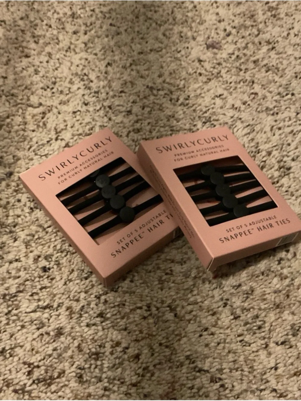 Snap Black Hair Ties in Pink SwirlyCurly Boxes